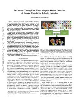 DoUnseen: Tuning-Free Class-Adaptive Object Detection of Unseen Objects
  for Robotic Grasping
