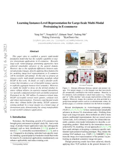 Learning Instance-Level Representation for Large-Scale Multi-Modal
  Pretraining in E-commerce