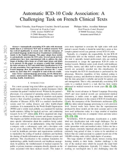 Automatic ICD-10 Code Association: A Challenging Task on French Clinical
  Texts
