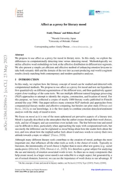 Affect as a proxy for literary mood