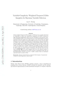 Variable-Complexity Weighted-Tempered Gibbs Samplers for Bayesian
  Variable Selection
