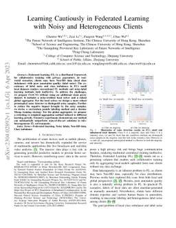 Learning Cautiously in Federated Learning with Noisy and Heterogeneous
  Clients