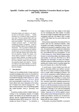SpanRE: Entities and Overlapping Relations Extraction Based on Spans and
  Entity Attention