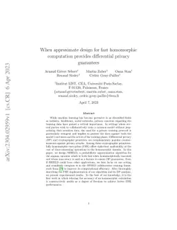 When approximate design for fast homomorphic computation provides
  differential privacy guarantees