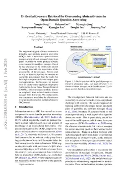 Evidentiality-aware Retrieval for Overcoming Abstractiveness in
  Open-Domain Question Answering