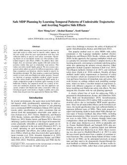 Safe MDP Planning by Learning Temporal Patterns of Undesirable
  Trajectories and Averting Negative Side Effects