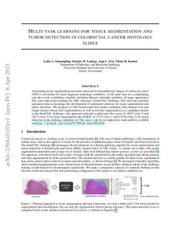 Multi-task learning for tissue segmentation and tumor detection in
  colorectal cancer histology slides