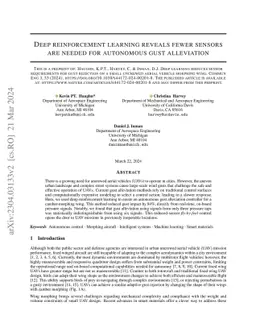 Deep learning reduces sensor requirements for gust rejection on a small
  uncrewed aerial vehicle morphing wing