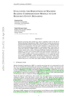 Evaluating the Robustness of Machine Reading Comprehension Models to Low
  Resource Entity Renaming