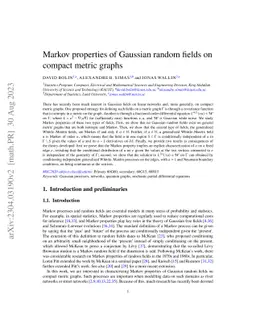 Markov properties of Gaussian random fields on compact metric graphs