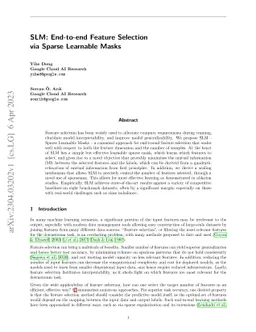 SLM: End-to-end Feature Selection via Sparse Learnable Masks
