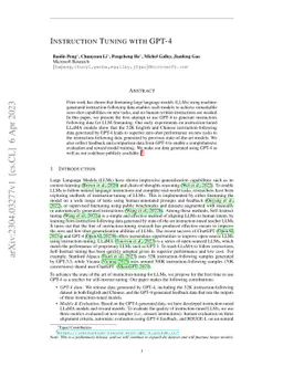 Instruction Tuning with GPT-4