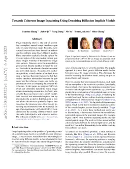 Towards Coherent Image Inpainting Using Denoising Diffusion Implicit
  Models