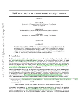 NMR shift prediction from small data quantities