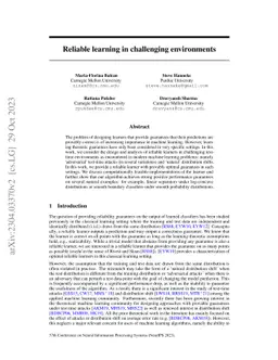 Reliable learning in challenging environments