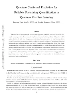 Quantum Conformal Prediction for Reliable Uncertainty Quantification in
  Quantum Machine Learning