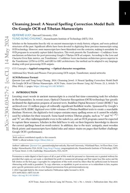 Cleansing Jewel: A Neural Spelling Correction Model Built On Google
  OCR-ed Tibetan Manuscripts