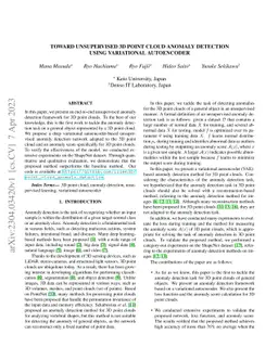 Toward Unsupervised 3D Point Cloud Anomaly Detection using Variational
  Autoencoder