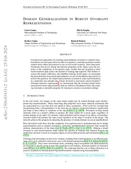 Domain Generalization In Robust Invariant Representation