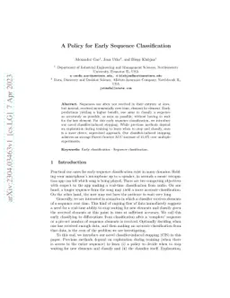 A Policy for Early Sequence Classification