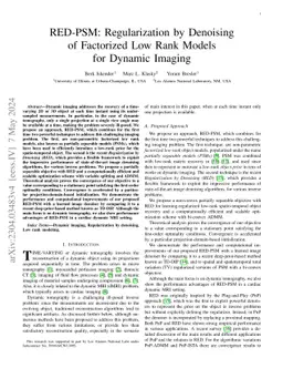 RED-PSM: Regularization by Denoising of Factorized Low Rank Models for
  Dynamic Imaging
