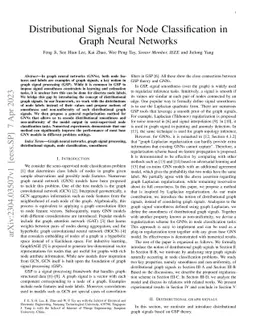Distributional Signals for Node Classification in Graph Neural Networks