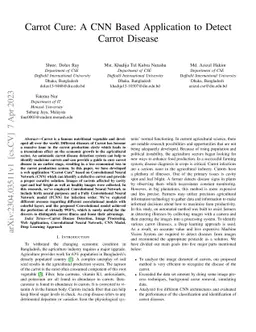 Carrot Cure: A CNN based Application to Detect Carrot Disease