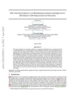 On the Suitability of Representations for Quality Diversity Optimization
  of Shapes