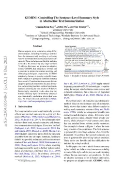 GEMINI: Controlling the Sentence-level Writing Style for Abstractive
  Text Summarization
