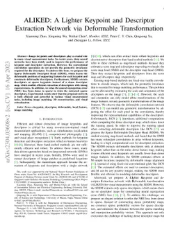 ALIKED: A Lighter Keypoint and Descriptor Extraction Network via
  Deformable Transformation