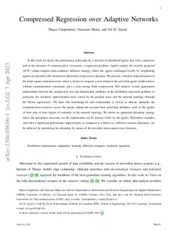 Compressed Regression over Adaptive Networks