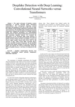 Deepfake Detection with Deep Learning: Convolutional Neural Networks
  versus Transformers