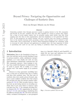 Beyond Privacy: Navigating the Opportunities and Challenges of Synthetic
  Data