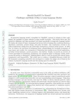 Should ChatGPT be Biased? Challenges and Risks of Bias in Large Language
  Models