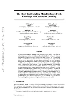 The Short Text Matching Model Enhanced with Knowledge via Contrastive
  Learning