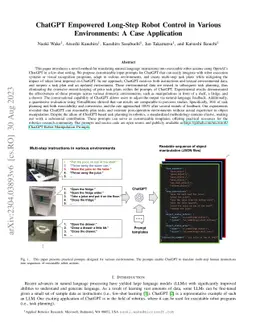 ChatGPT Empowered Long-Step Robot Control in Various Environments: A
  Case Application