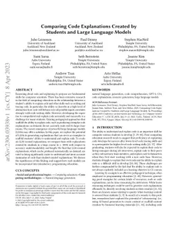 Comparing Code Explanations Created by Students and Large Language
  Models