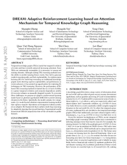 DREAM: Adaptive Reinforcement Learning based on Attention Mechanism for
  Temporal Knowledge Graph Reasoning