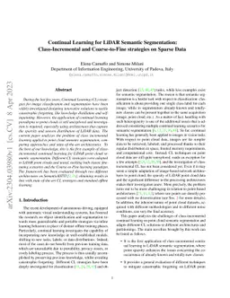 Continual Learning for LiDAR Semantic Segmentation: Class-Incremental
  and Coarse-to-Fine strategies on Sparse Data