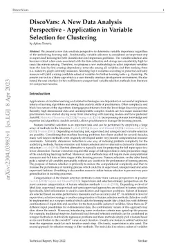 DiscoVars: A New Data Analysis Perspective -- Application in Variable
  Selection for Clustering