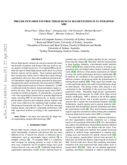 Precise Few-shot Fat-free Thigh Muscle Segmentation in T1-weighted MRI
