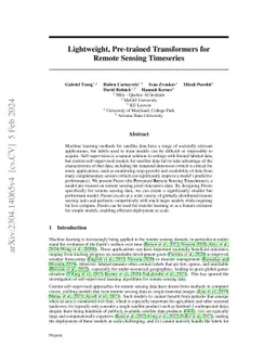 Lightweight, Pre-trained Transformers for Remote Sensing Timeseries