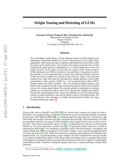Origin Tracing and Detecting of LLMs