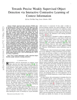 Towards Precise Weakly Supervised Object Detection via Interactive
  Contrastive Learning of Context Information