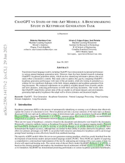 ChatGPT vs State-of-the-Art Models: A Benchmarking Study in Keyphrase
  Generation Task