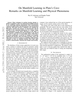 On Manifold Learning in Plato's Cave: Remarks on Manifold Learning and
  Physical Phenomena