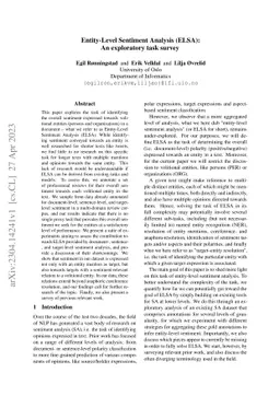 Entity-Level Sentiment Analysis (ELSA): An exploratory task survey