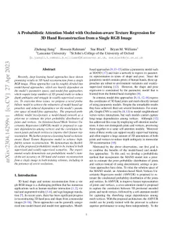 A Probabilistic Attention Model with Occlusion-aware Texture Regression
  for 3D Hand Reconstruction from a Single RGB Image
