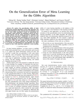 On the Generalization Error of Meta Learning for the Gibbs Algorithm