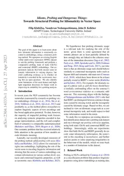 Idioms, Probing and Dangerous Things: Towards Structural Probing for
  Idiomaticity in Vector Space